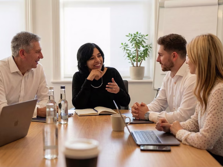 Financial adviser meeting with clients